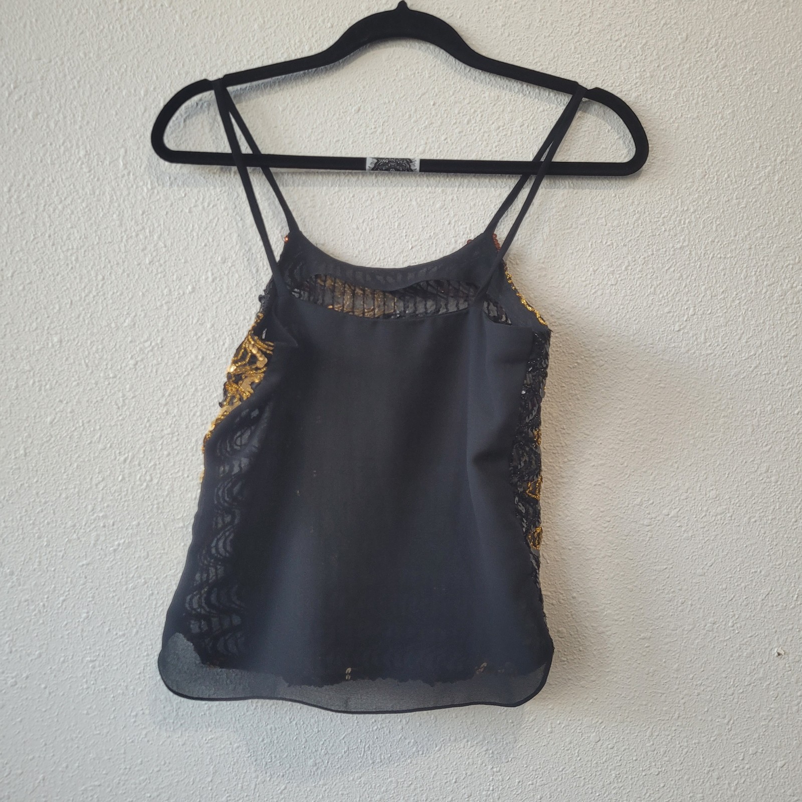 Vintage 70&rsquo;s Disco Gold, Copper Black Sequined Sheer Tank Top Small