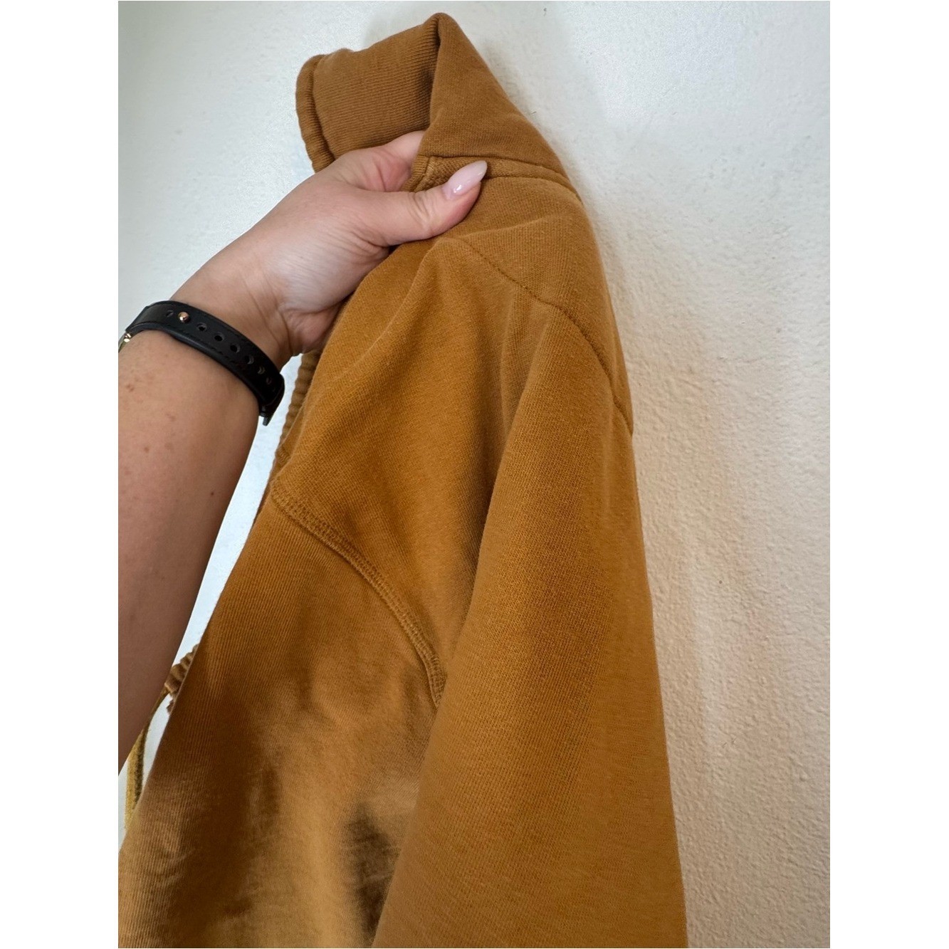 Kenzo Camel Mustard Cropped Funnel-Neck Sweatshirt Quarter Zip Vintage Rare S
