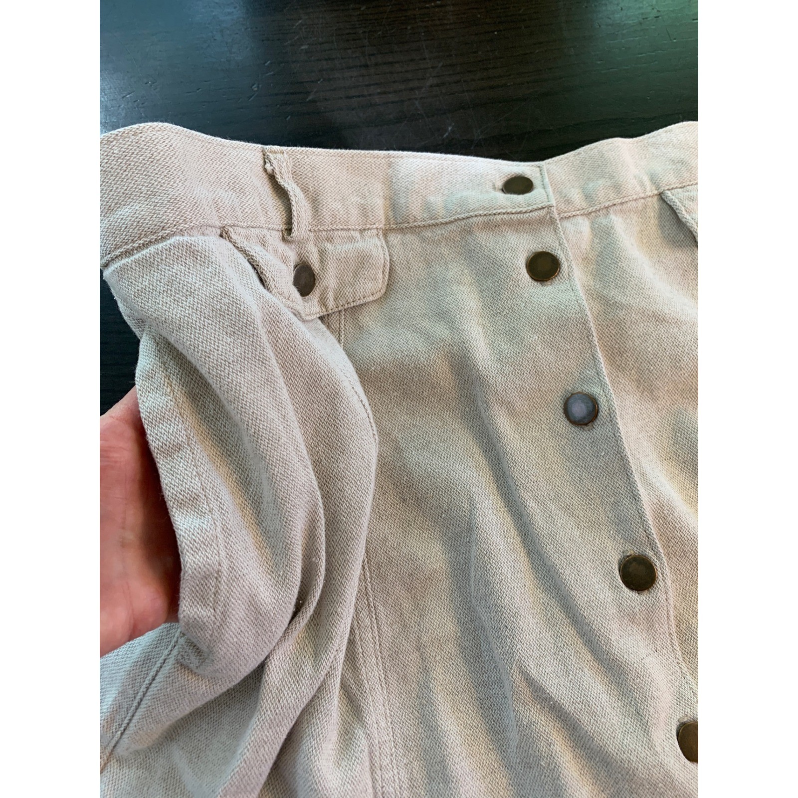 Gotcha Covered Too Vintage Button Front Midi Skirt Oatmeal Flax Plus Size 22W