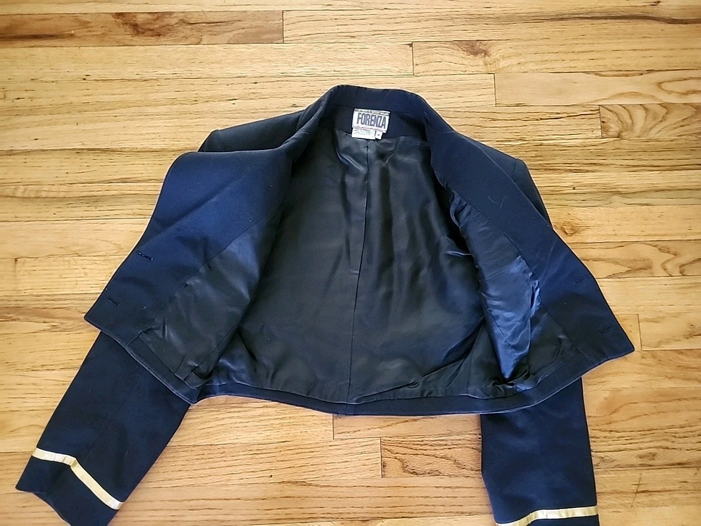 Vintage 80&rsquo;s Forenza Captains Jacket Navy Blue Sz Medium Double Breast Lined