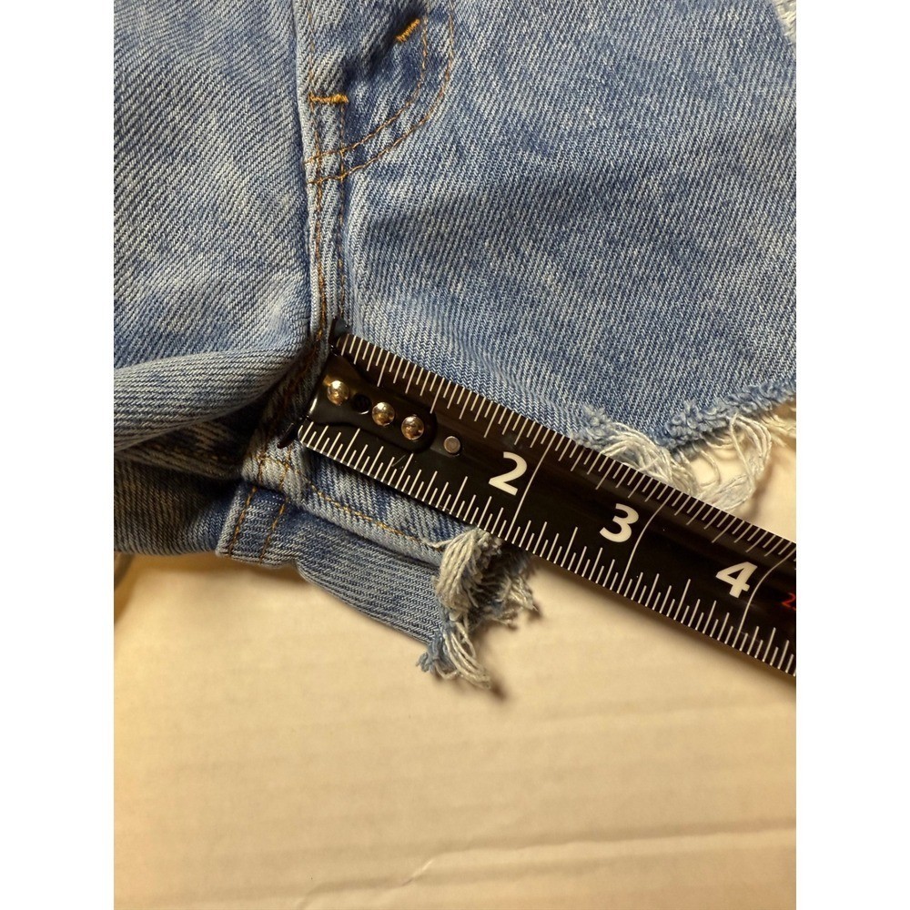 Levis Orange Tab Vintage High Waisted Distressed Denim Cutoff Shorts Light Wash