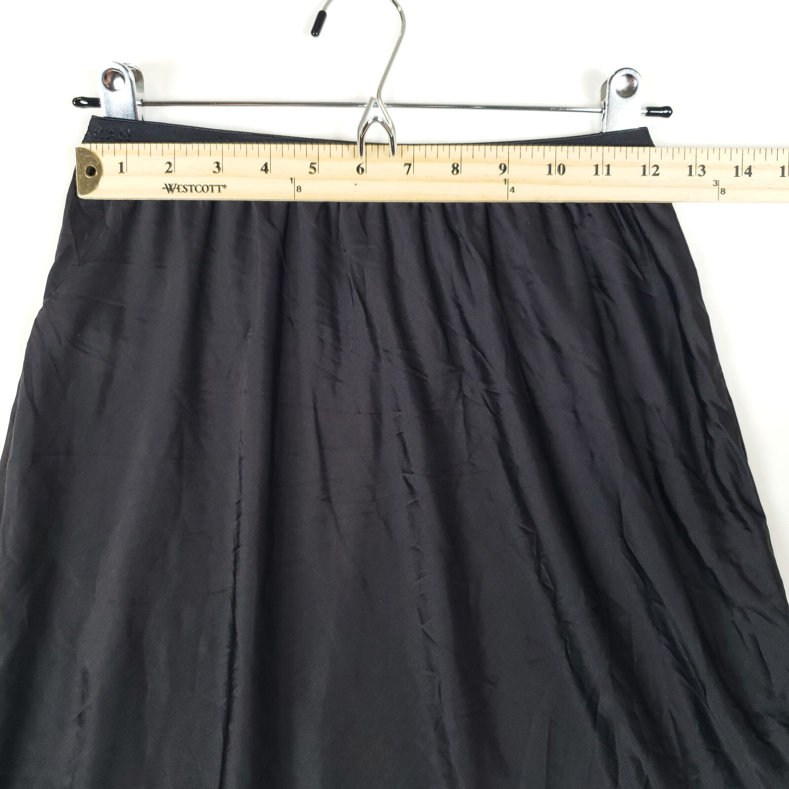 Vintage Donna Karen Intimates Nylon Half Slip Small Spell Out Band Black 17 in