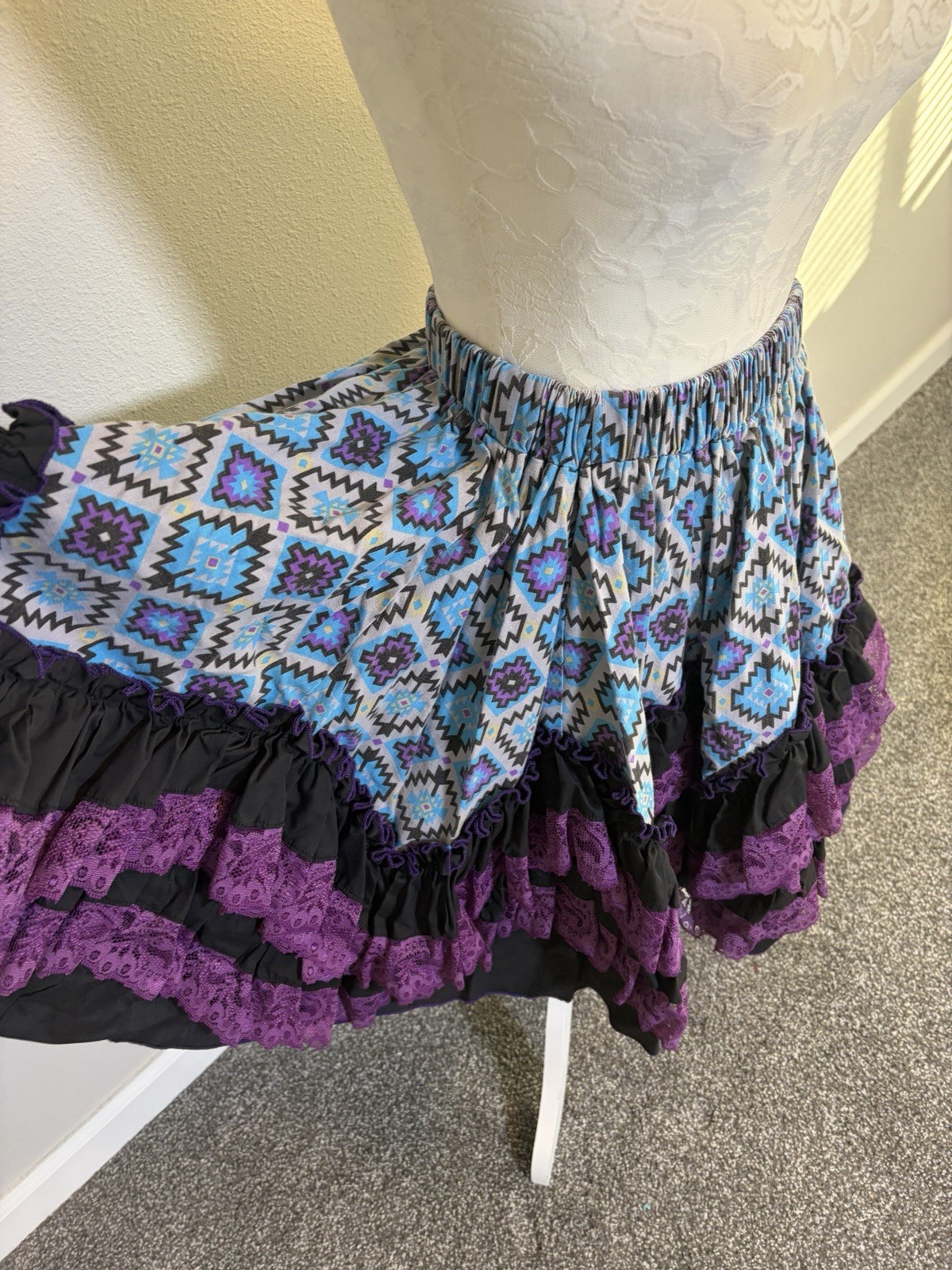 VTG 60s Handmade Square Dancing Dress ~2 Pc Set~S~Peasant Cowgirl Rockabilly