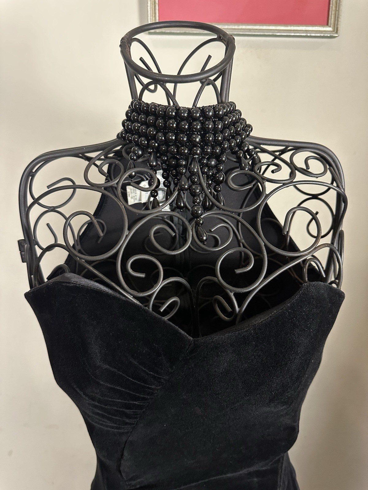 Scott McClintock Black Velvet Dress Petite VTG Gothic USA Hollywood 90s Corset S