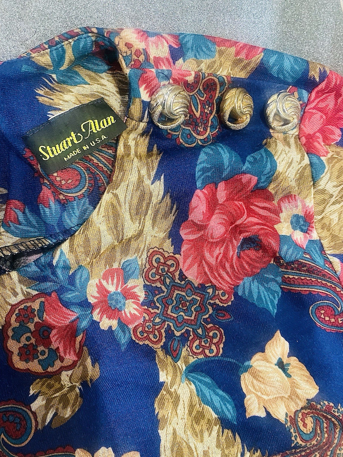 Vintage Stuart Alan “Secretary” Maxi Dress Floral Paisley Print Size 12 Retro