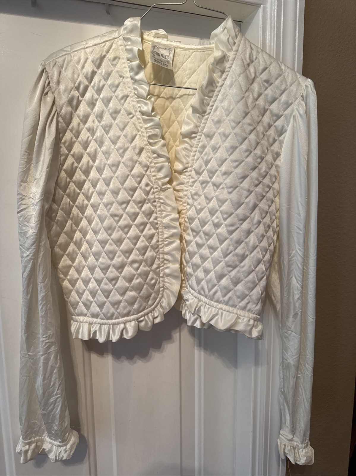 VTG Gunne Sax By Jessica McClintock Cream Quilted Long Sleeve Open Jacket M?