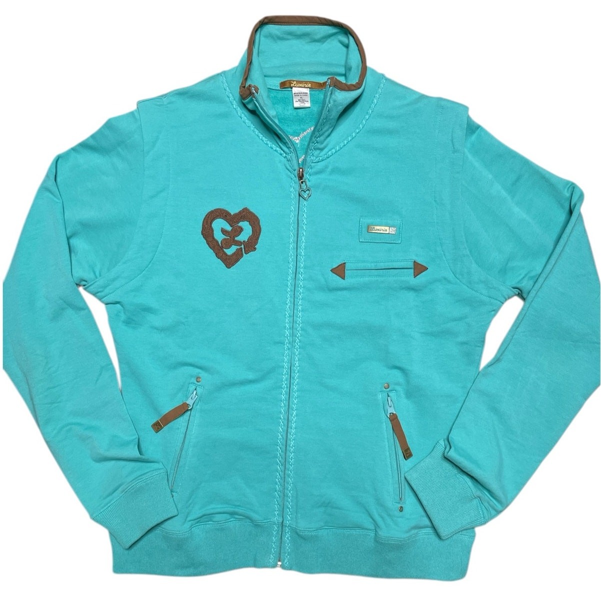 Luxirie by LRG Activewear Zip Front Aqua Sweatshirt Jacket size XL
