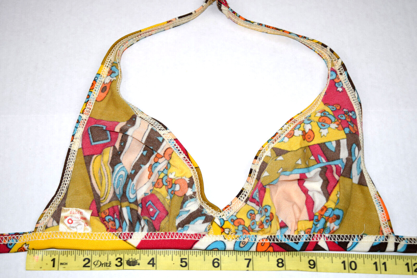Swimsuit Bikini VTG 60s Pop Art Patchwork Bikini Sz 10 XS/S French Canadian