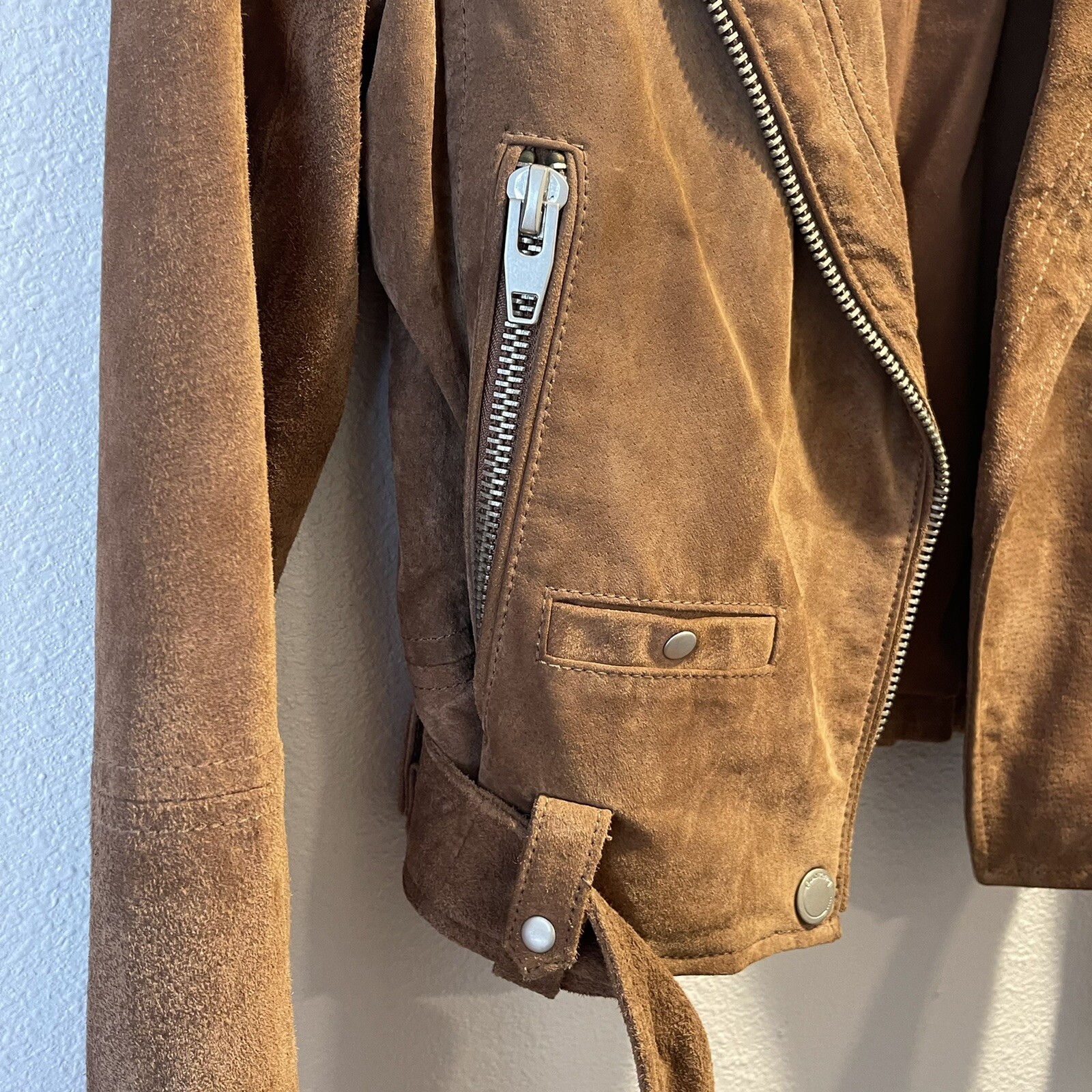 BLANK NYC Coffee Bean Brown Suede Leather Moto Jacket Women’s Size XS