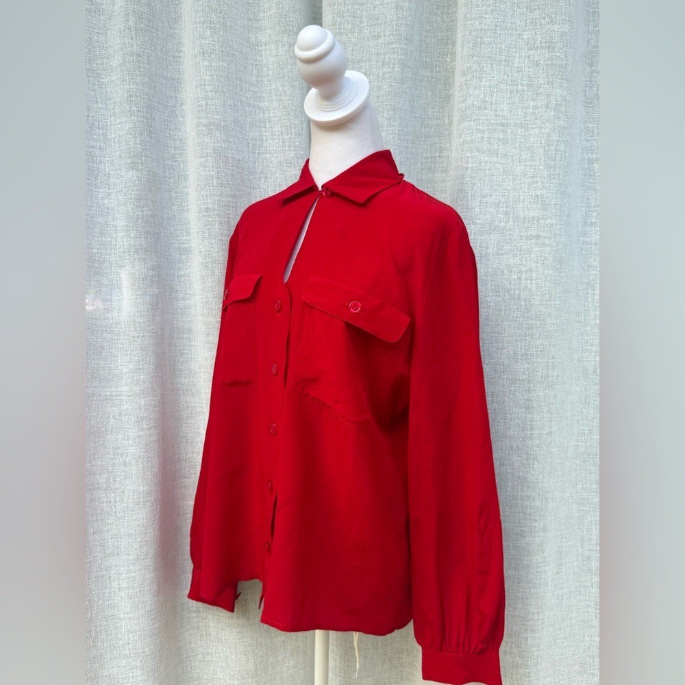 Vintage Lloyd Williams red silk long sleeve blouse