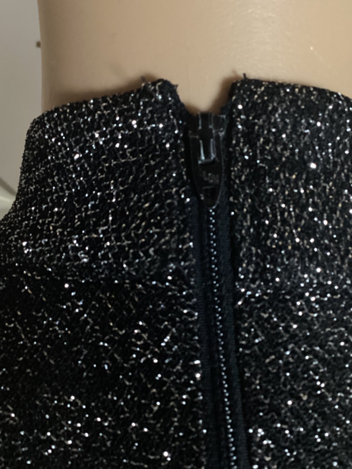 Vintage 70&rsquo;s 80s Silver Metallic Black Disco Body Body Suit Puff Sleeves