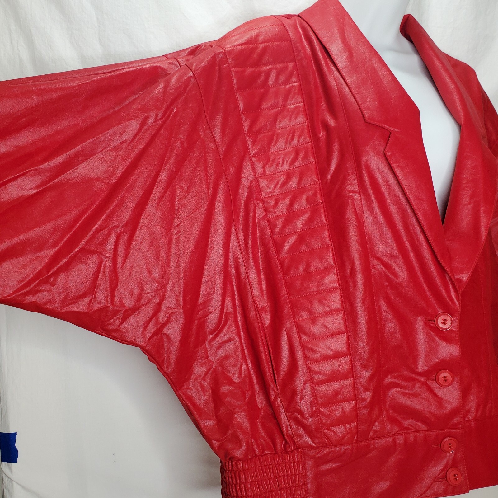 Vintage 80s Red Jacket Pants Batwing Sleeves High Waist Costume Movie Stage New