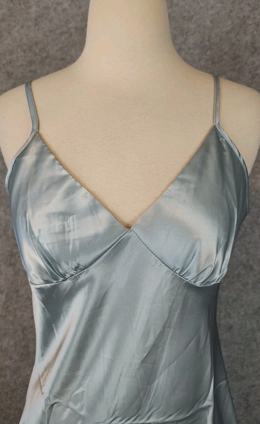 90s Y2K Vintage Slip Dress Size Small Powder Blue Shiny Coquette Fairy Chemise