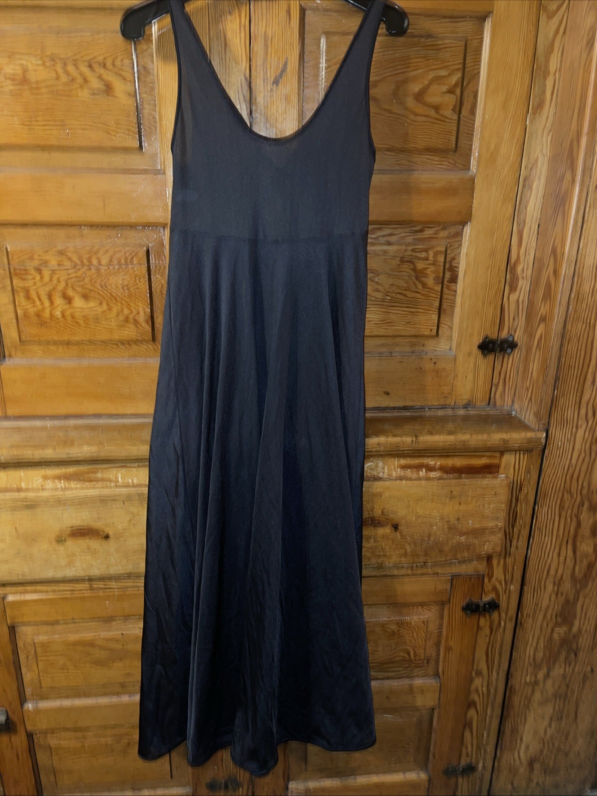 VTG Vanity Fair Sheer Negligee Nightgown Black Bust Sz 36 Tricot Nylon