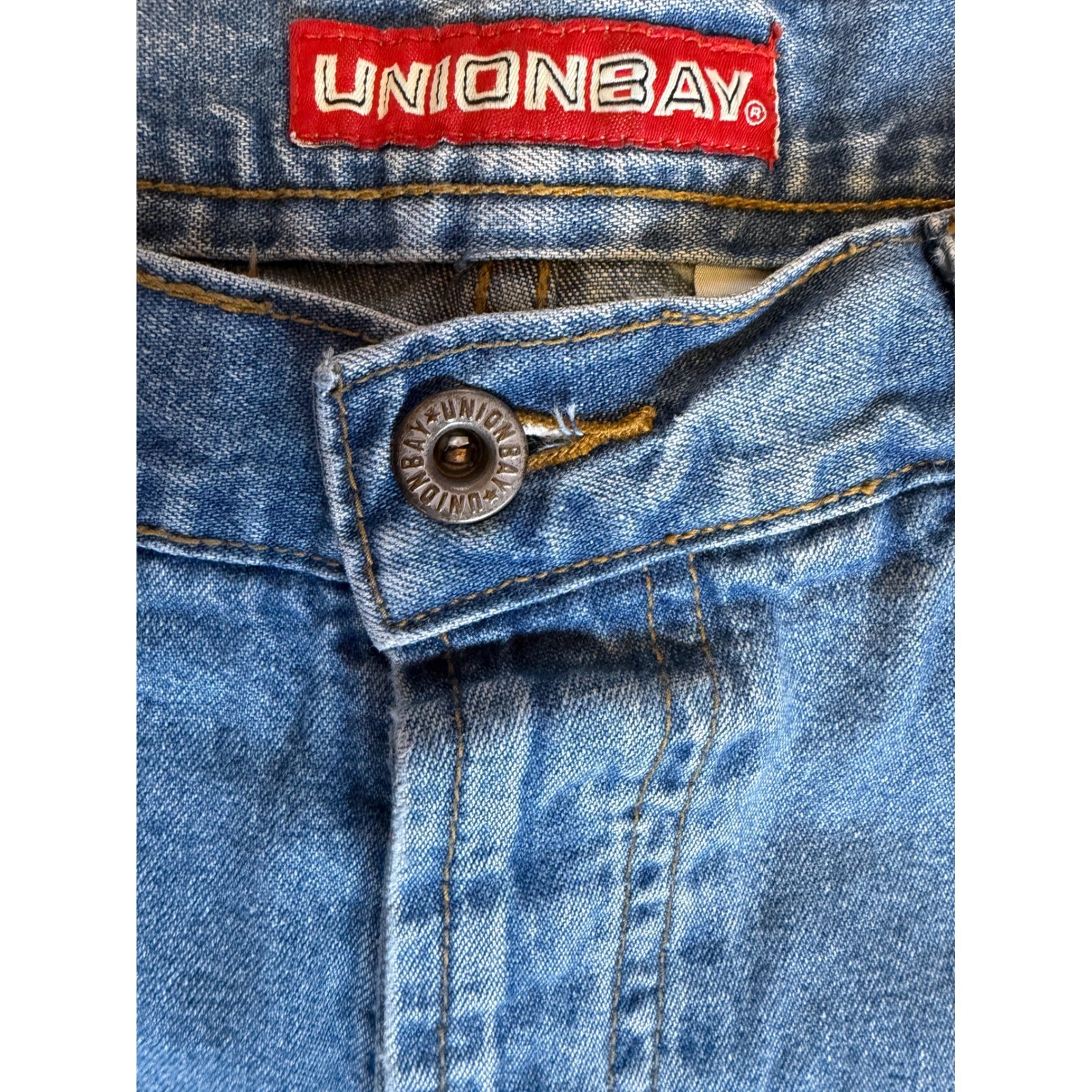 Unionbay Vintage 90s Cinch Back High Rise Wide Leg Denim Jeans Blue 26W