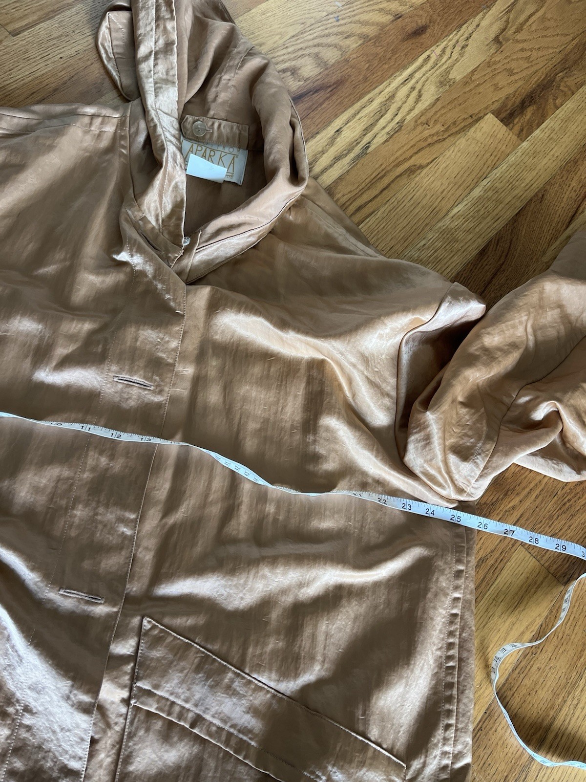 Rare Linda Lundstrom Metallic Bronze LaParka Oversized Hooded Trench Coat M