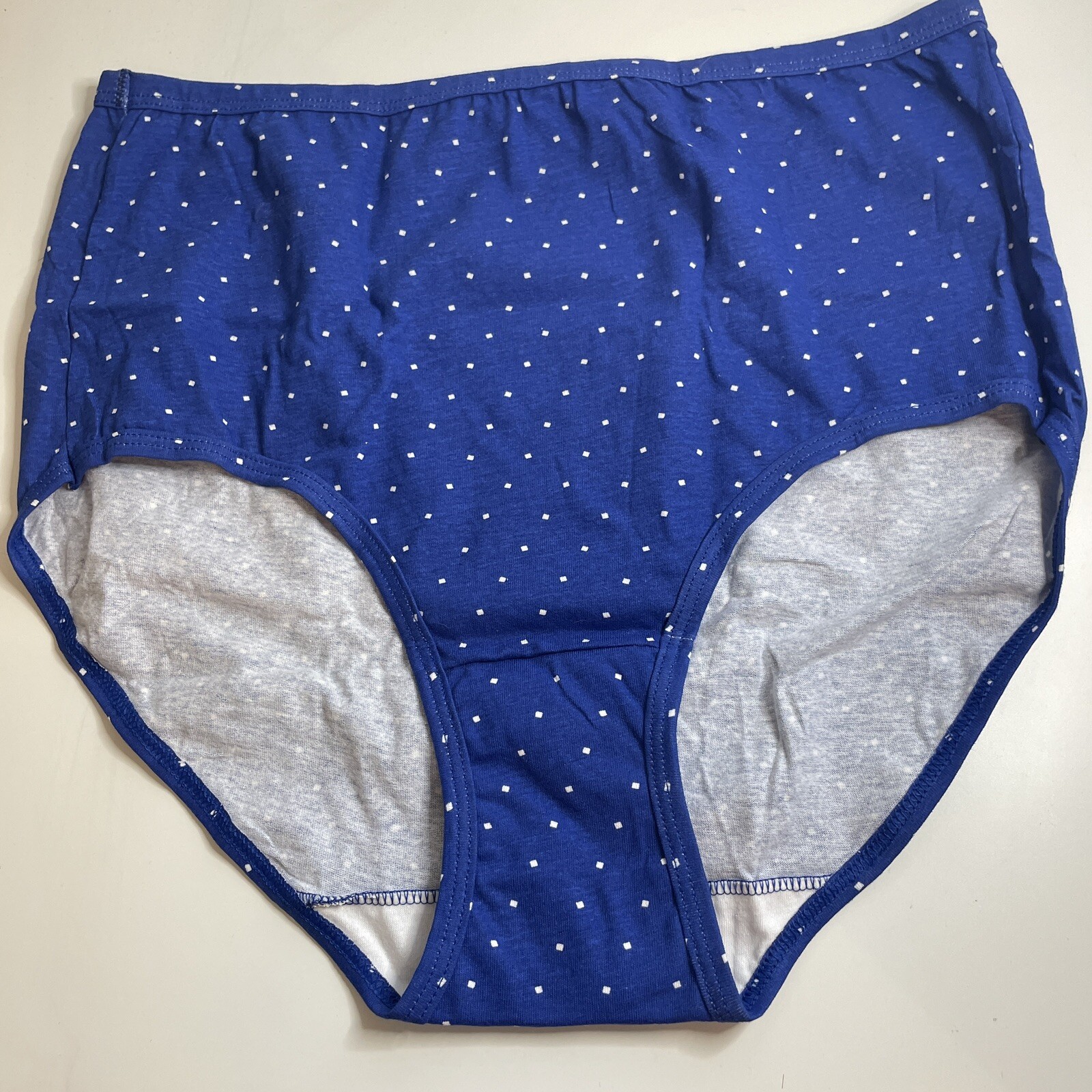 Vintage Fruit of the Loom High Waist Brief Panty Size 7 Blue White Polka Dot