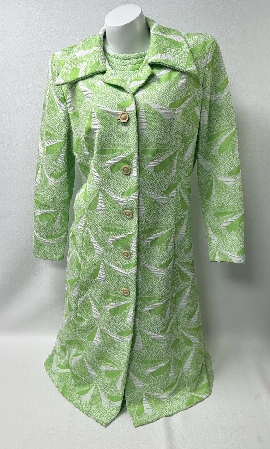 Vintage 60s Mod Geometric A-Line Dress & Coat Set Women&rsquo;s Size S/M Jackie O