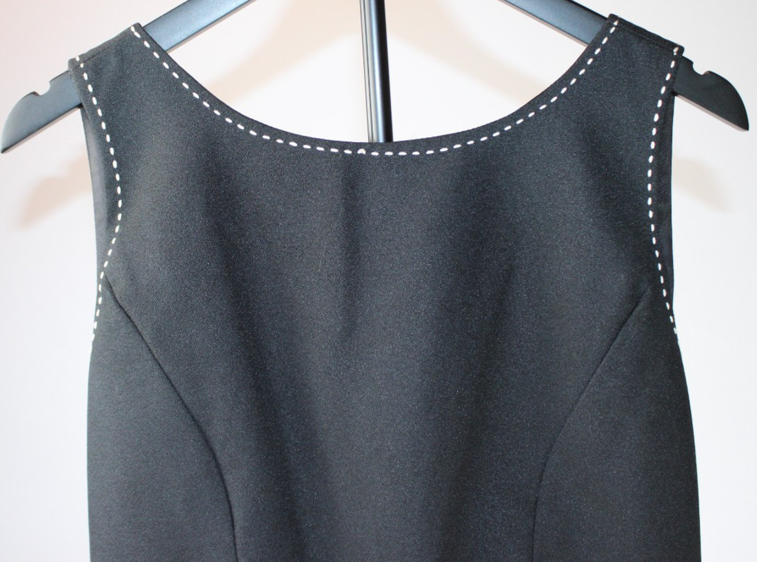 Vivian Dessy Diamond Long Dress – Size 10, Black Contrast Stitching, Made in USA