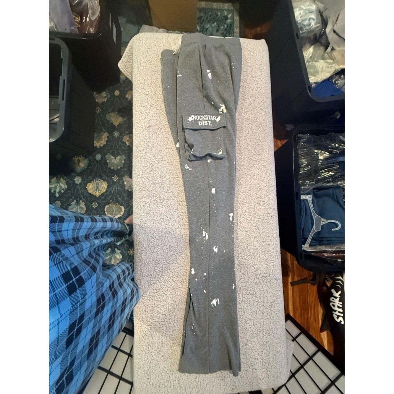 🔥 Rockstar Original NWT Gray Cargo Sweatpants Paint Splatter XXL Streetwear