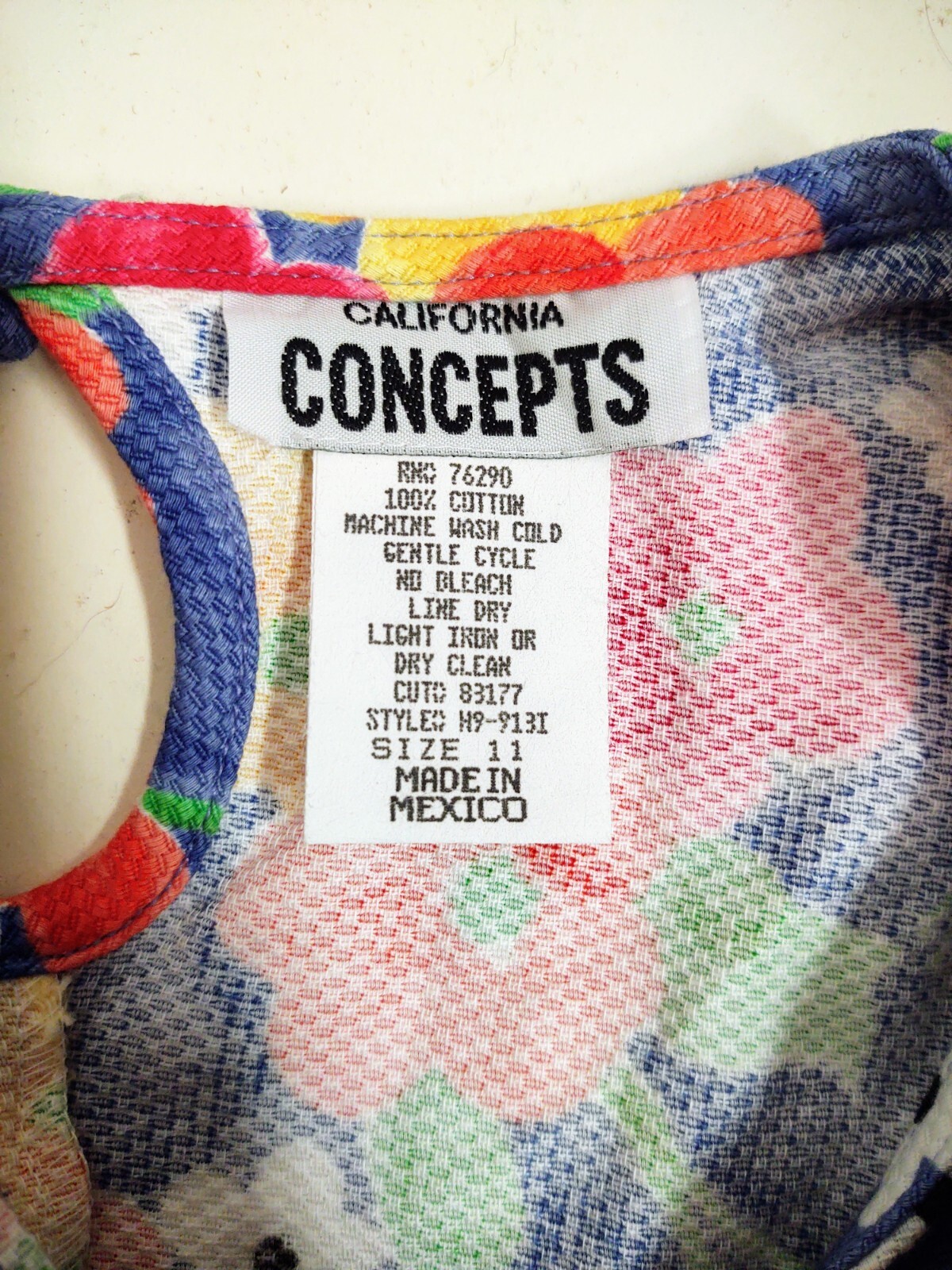 California Concepts Vintage 1990s Technicolor Flower Sleeveless Mini Dress Sz 11