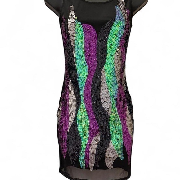 2010&rsquo;s vintage Black sheer mesh bodycon dress