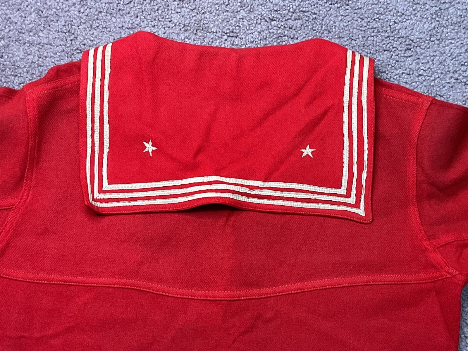 Early 1920’s Red Wool Sailor Style Uniform Shirt Blouse Pullover With Patch