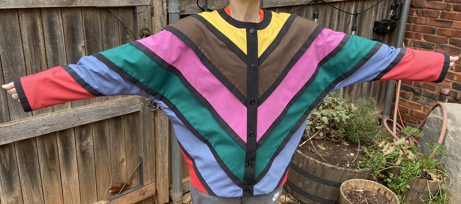 Vintage 1980s Marguerite Rubel Jacket Women&rsquo;s 8 Colorblock Stripes Dolman Sleeve