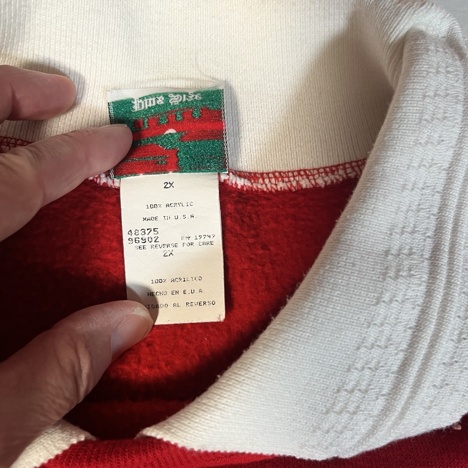 Vintage 90s Nutcracker Bear Christmas Sweatshirt Puff Paint Plus 2X USA Grandma