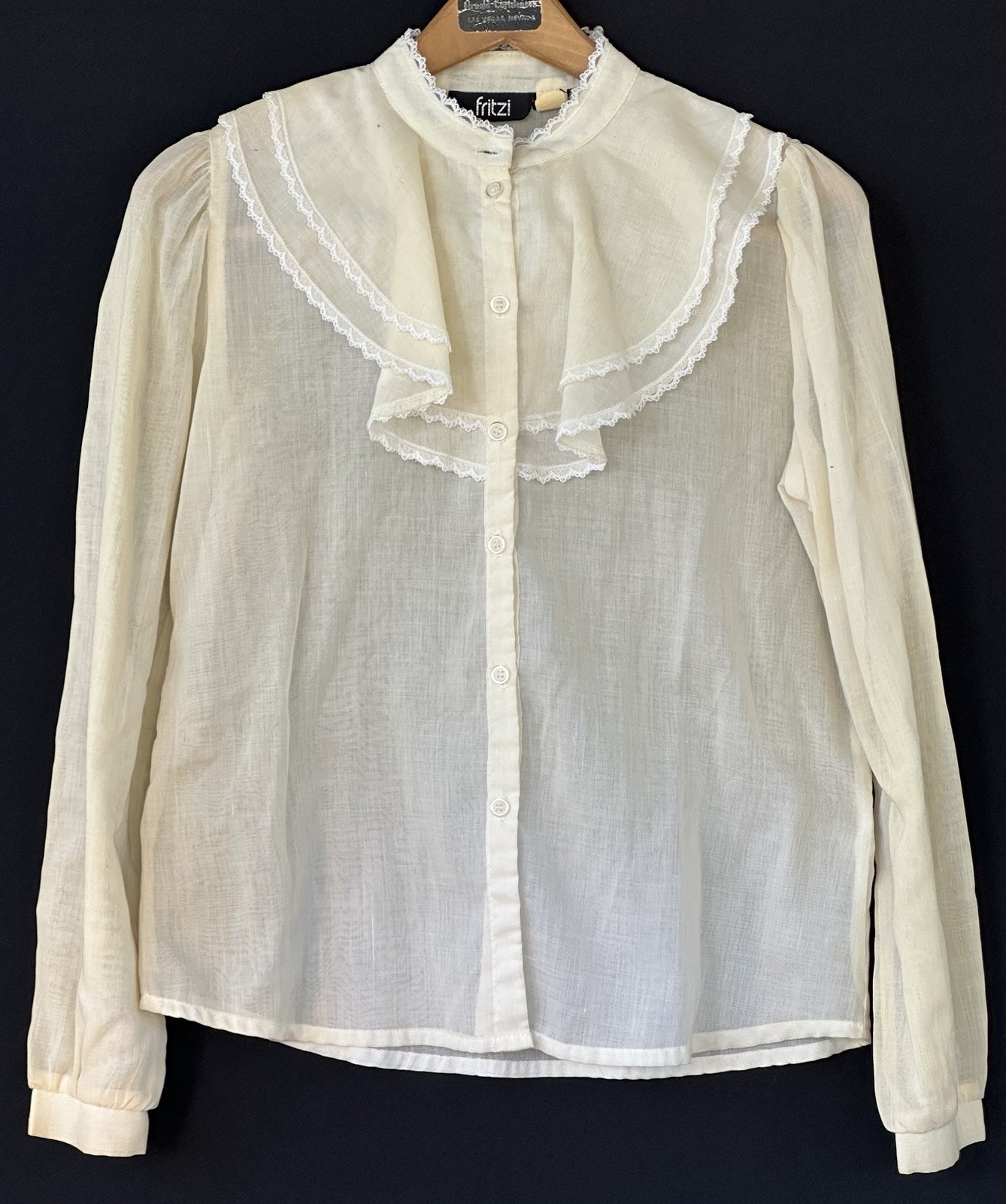 Vtg Fritzi Ruffle Yellow Blouse Peter Pan Retro Secretary Summer Women&rsquo;s M