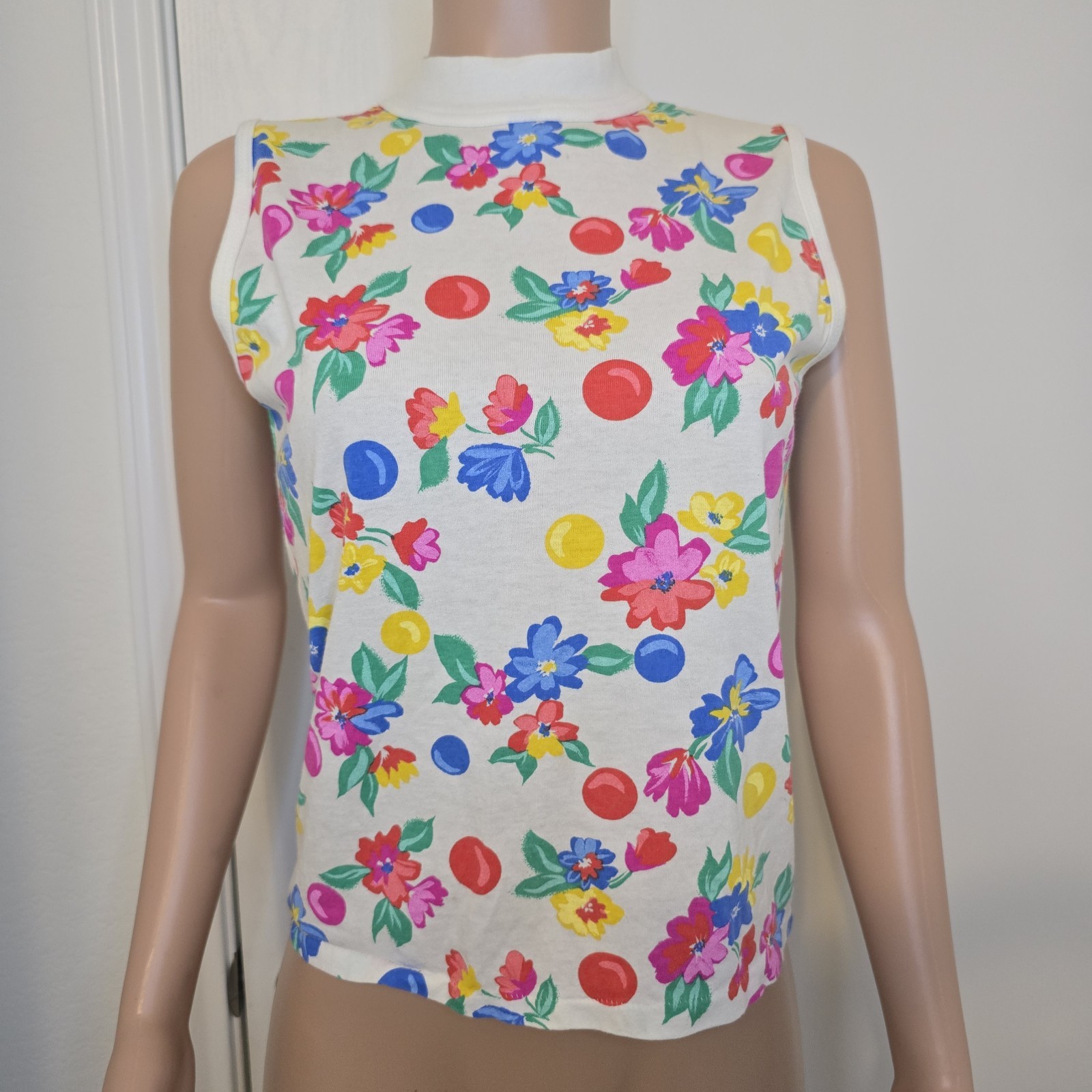 VTG La Playa Sleeveless Tank Floral Spring Summer Sz S USA