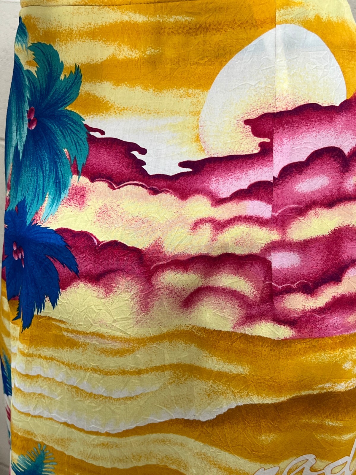 M Vtg 80s JAMS WORLD Skirt RAYON Wrap Sarong Adjustable Waist Paradise Hawaiian