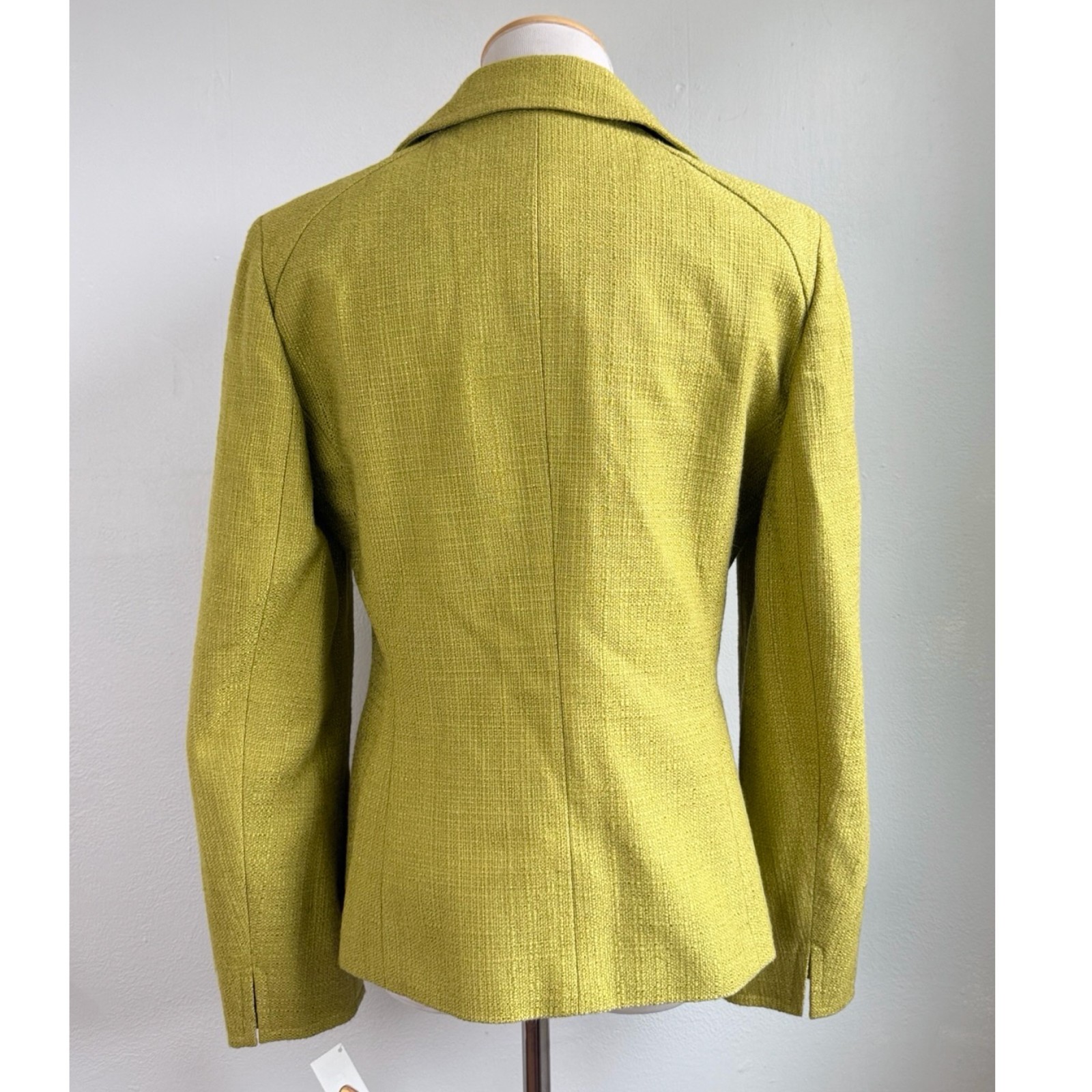 Vintage Avocado Green Blazer Jacket Size Small 6 Woven Textured Tweed Suit Coat