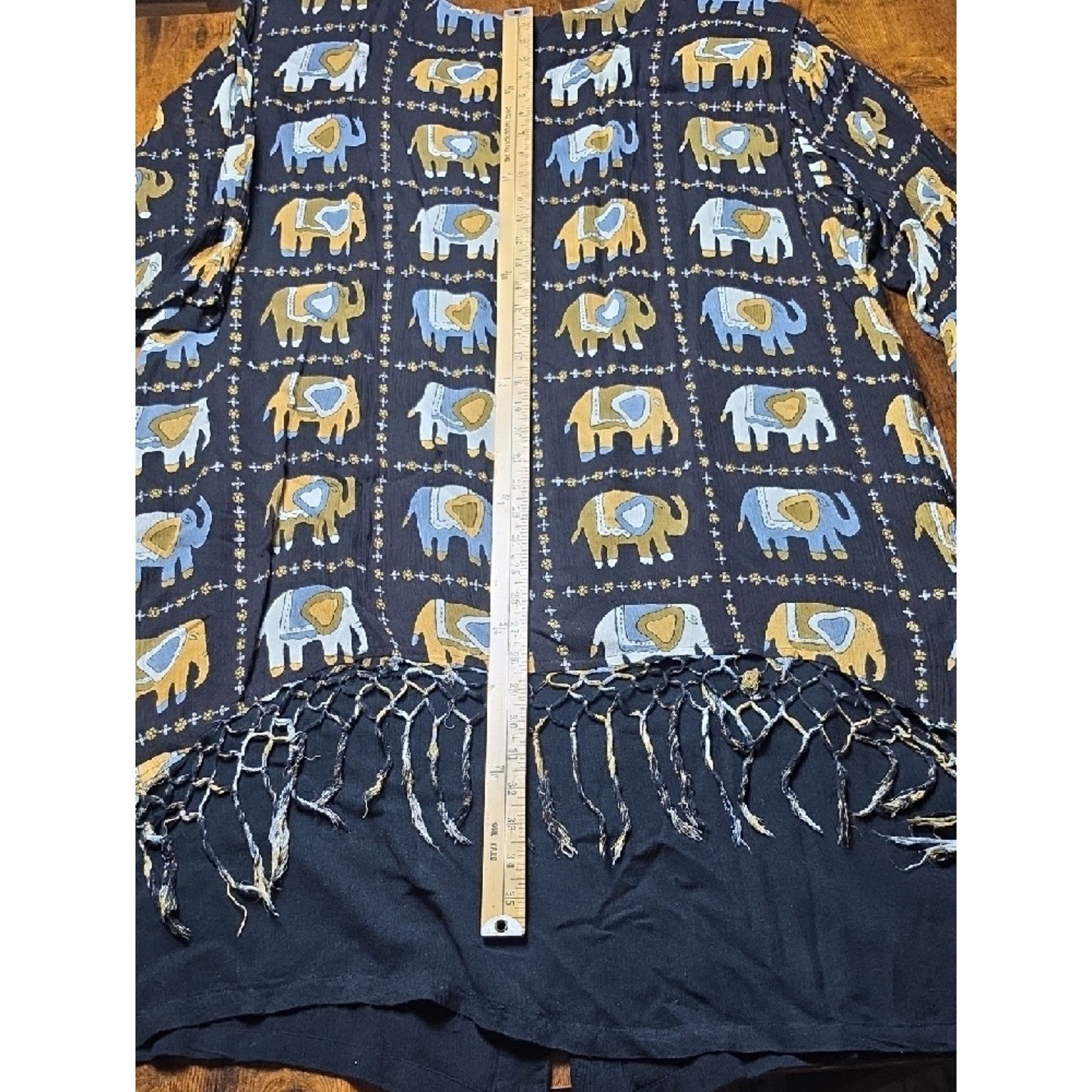 JEWEL QUEEN | Vintage Elephant Print Two-Piece Button Down Tunic Pants Set | XL
