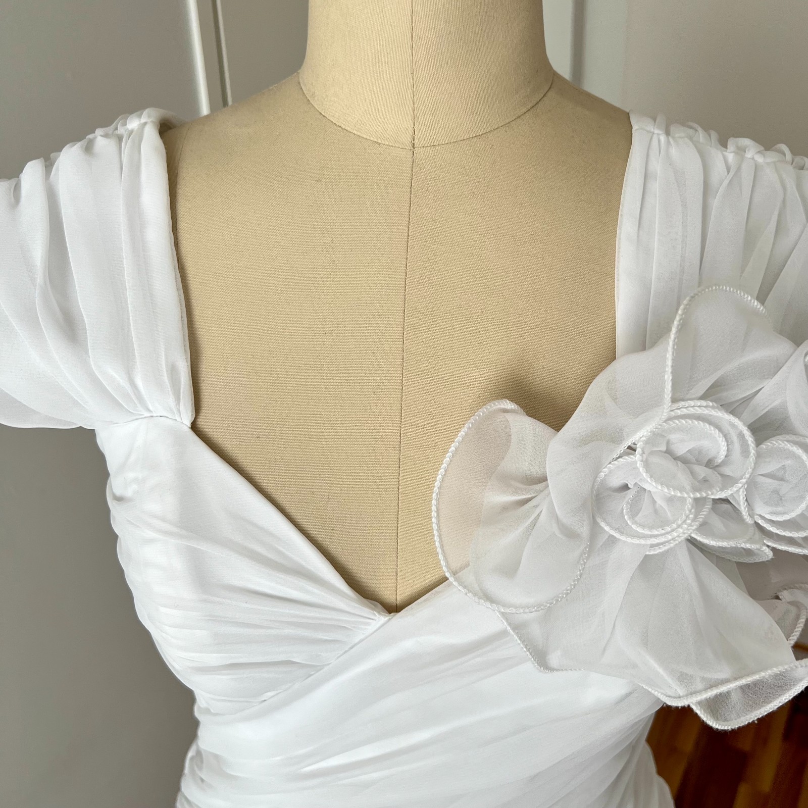 1980s JOHN CHARLES Minimalist Wedding Dress Drop Waist Bridal Fairytale Romantic