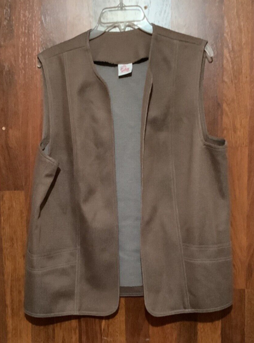 VTG MINT Graff L XL California Wear BROWN CHORE Womens Polyester VEST