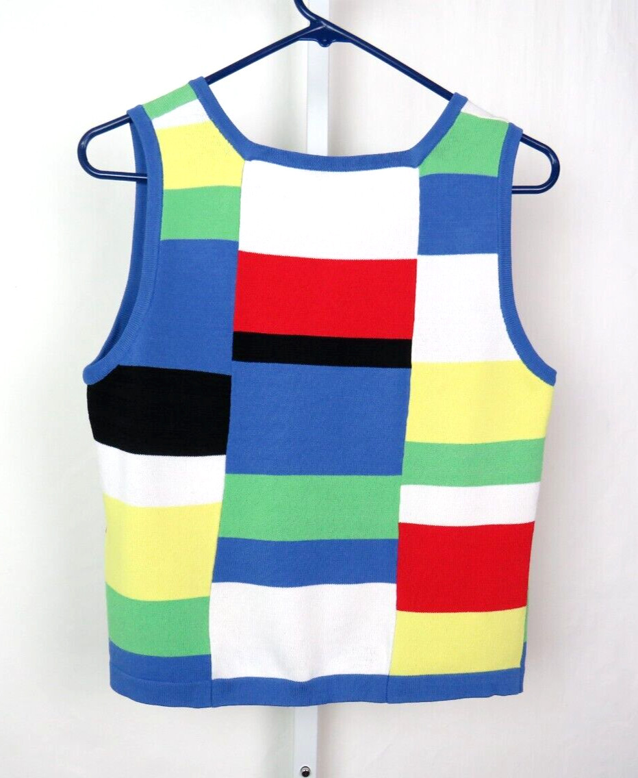 VTG 1990s 2000s BELLDINI SMALL KNIT CAMI TANK TOP COLOR BLOCK RED BLUE BLACK