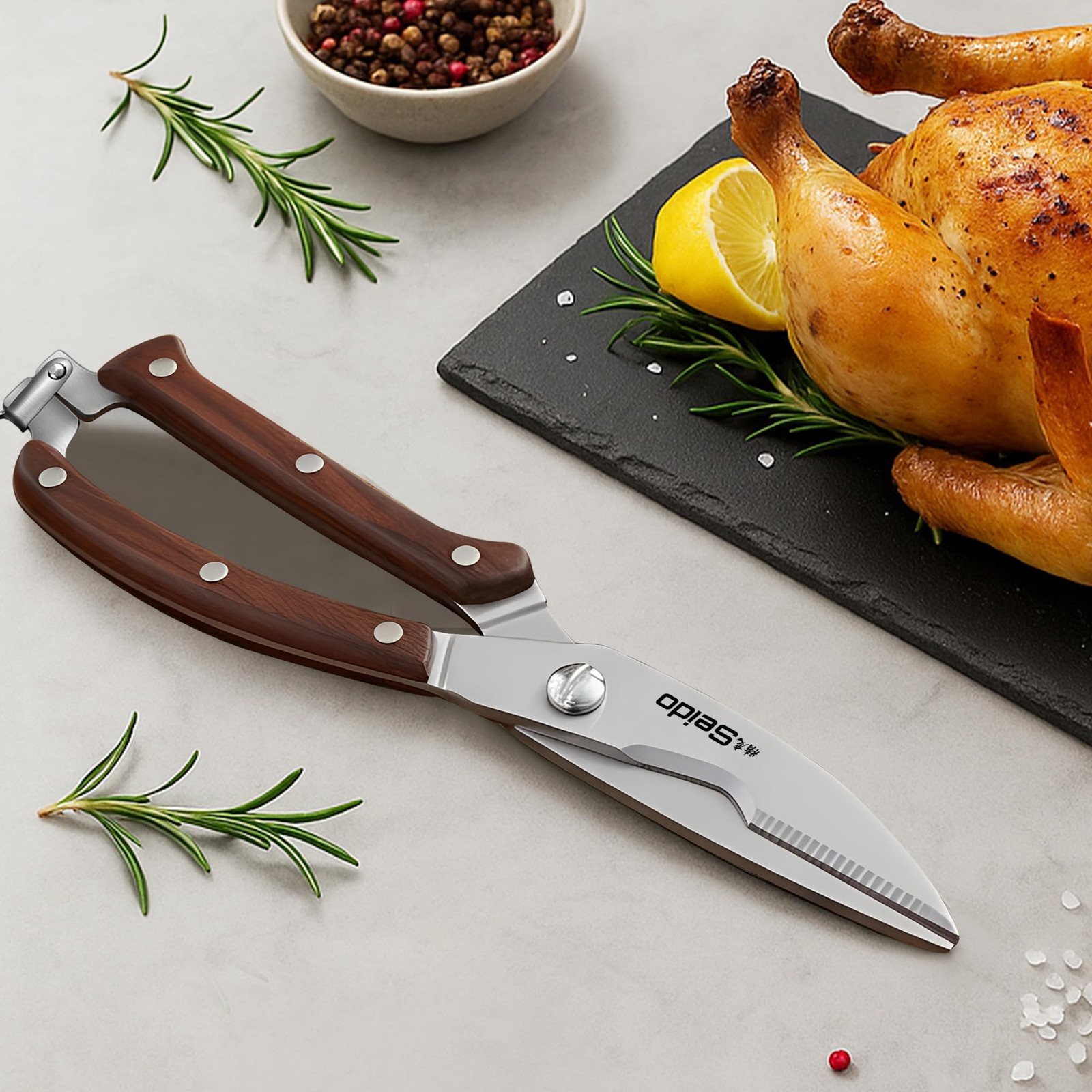 Seido Knives 4&Prime; Pro Kitchen Shears – High-Carbon Stainless Steel, Detachable