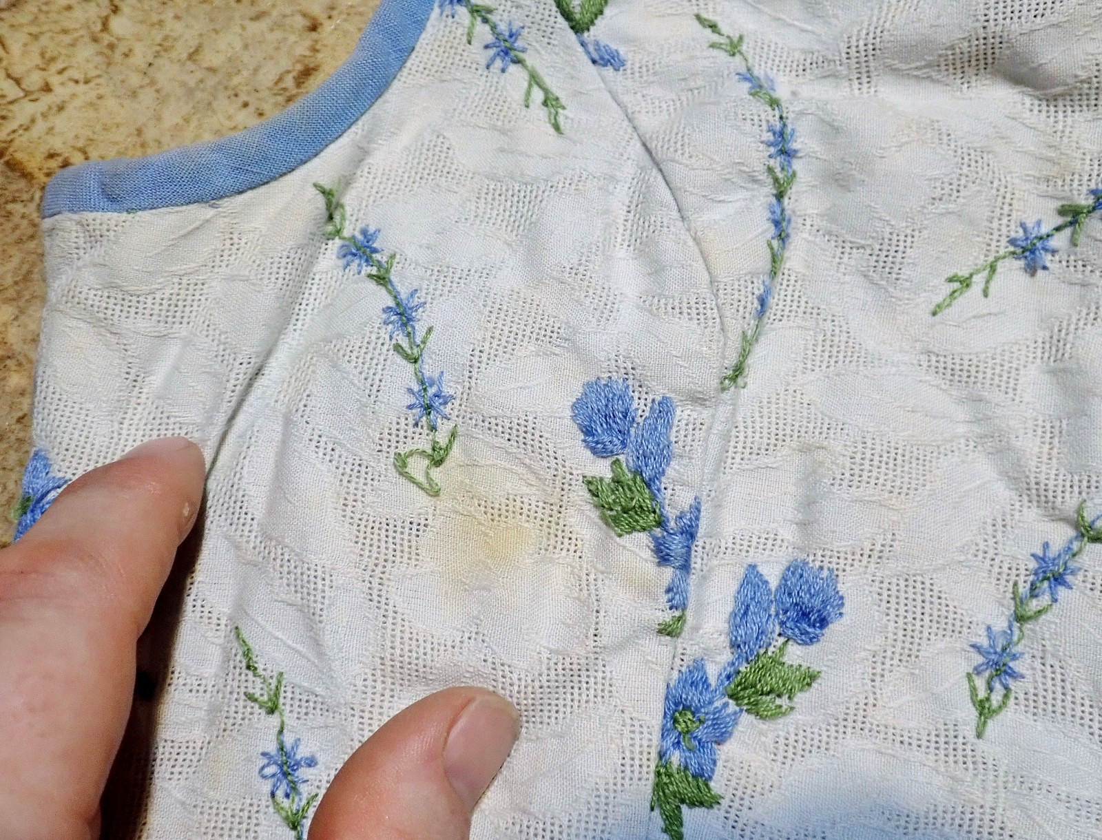 🌸 Vintage 60s L’Aiglon Blue Embroidered Mod Gogo Micro Mini Dress Tunic (S/M)