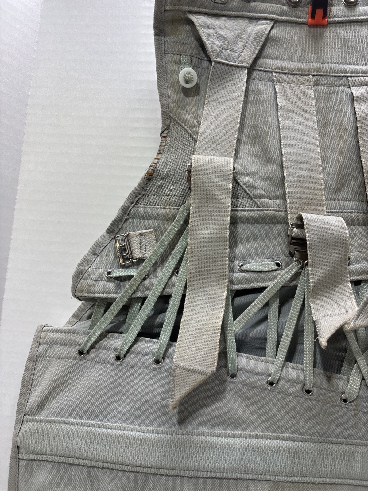 Antique Corset. Light Blue Anatomical Support Strappy Adjustable Form Fitting