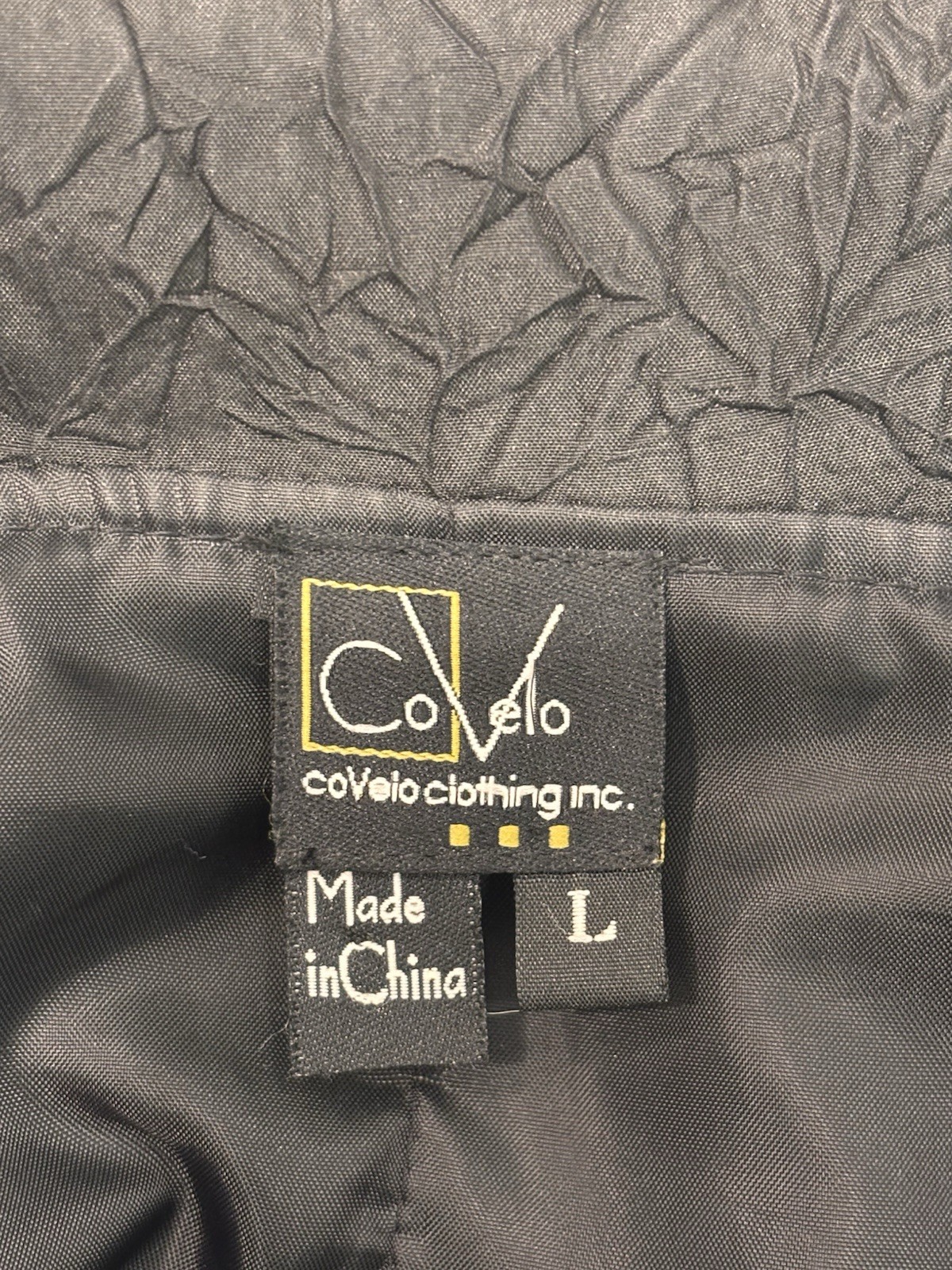 VTG CoVelo Black Ruffle Zip Front Jacket Coat Y2K Avant Garde Art To Wear Size L