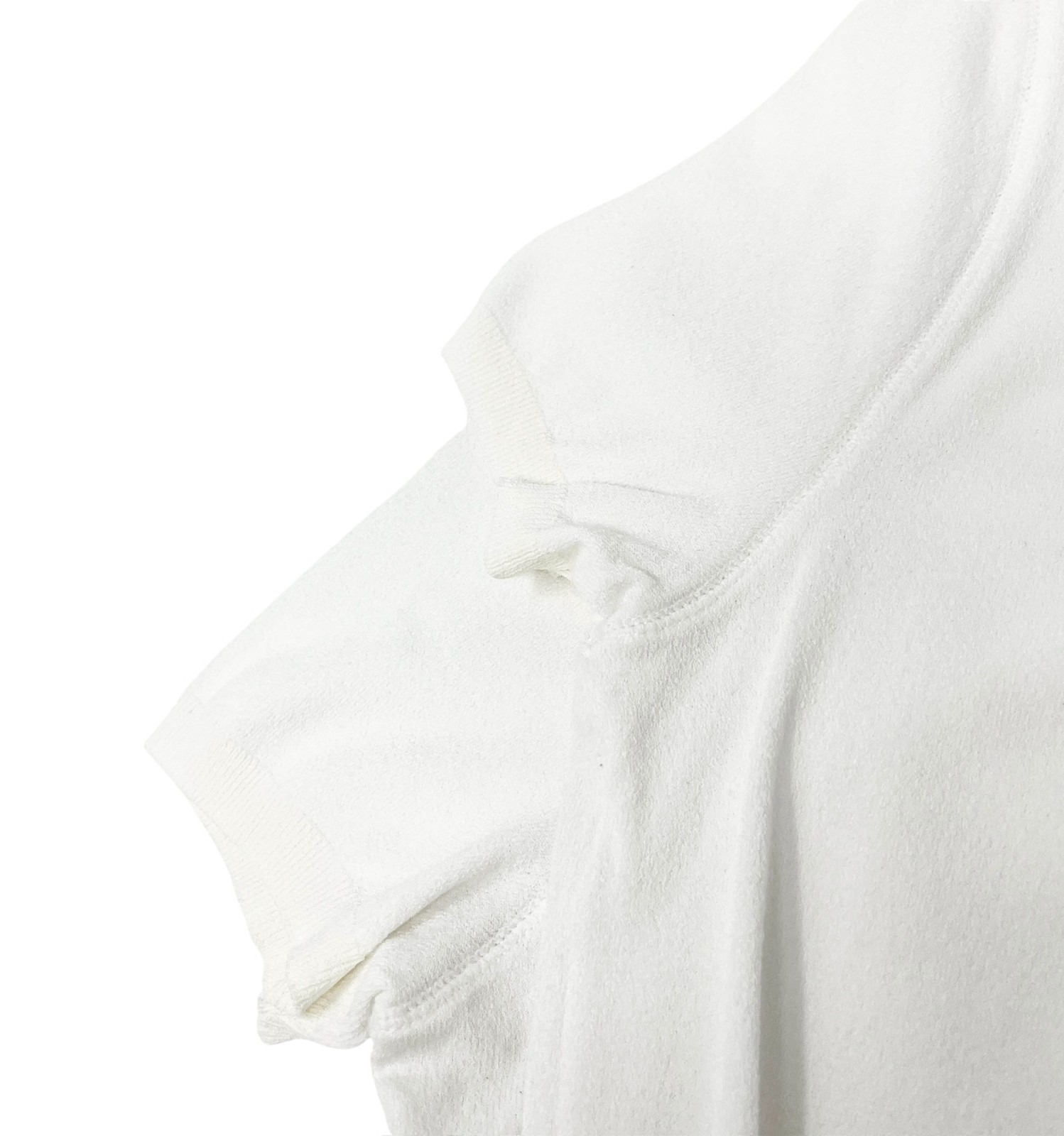 CHANEL Vintage 04C CC Logo Knit Top #42 Pullover White Beige Rayon Polyester