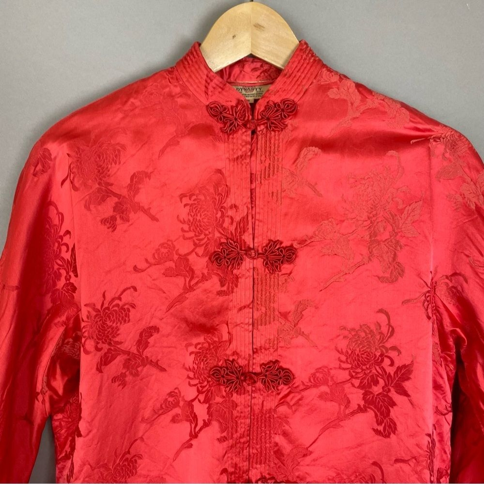 Vintage 1950s Dynasty Jacket Frog Closures Reddish Mandarin Collar Hong Kong
