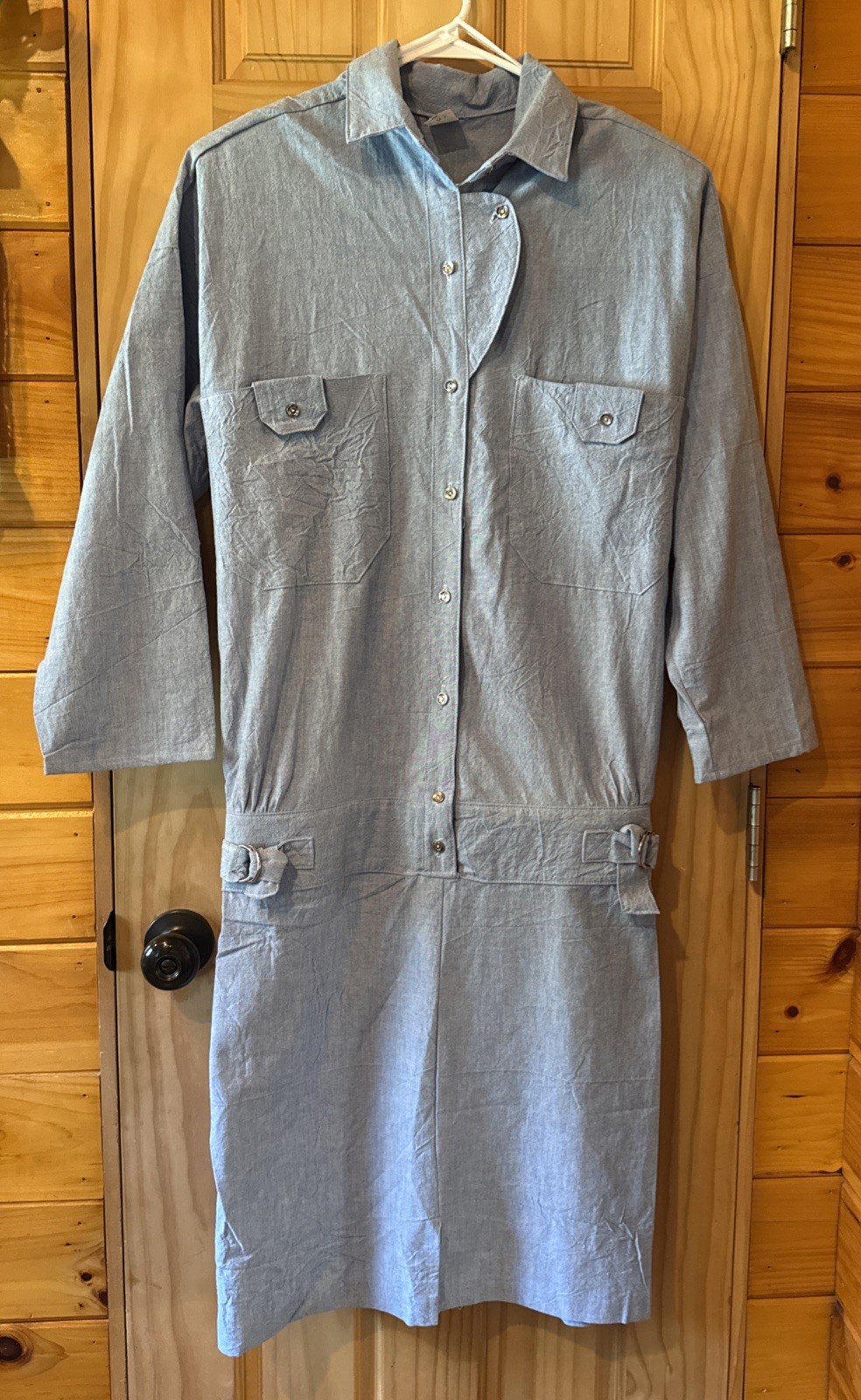 Vintage 100% Cotton Made In The USA Light Blue 80’s Retro Size 9/10 Jumpsuit