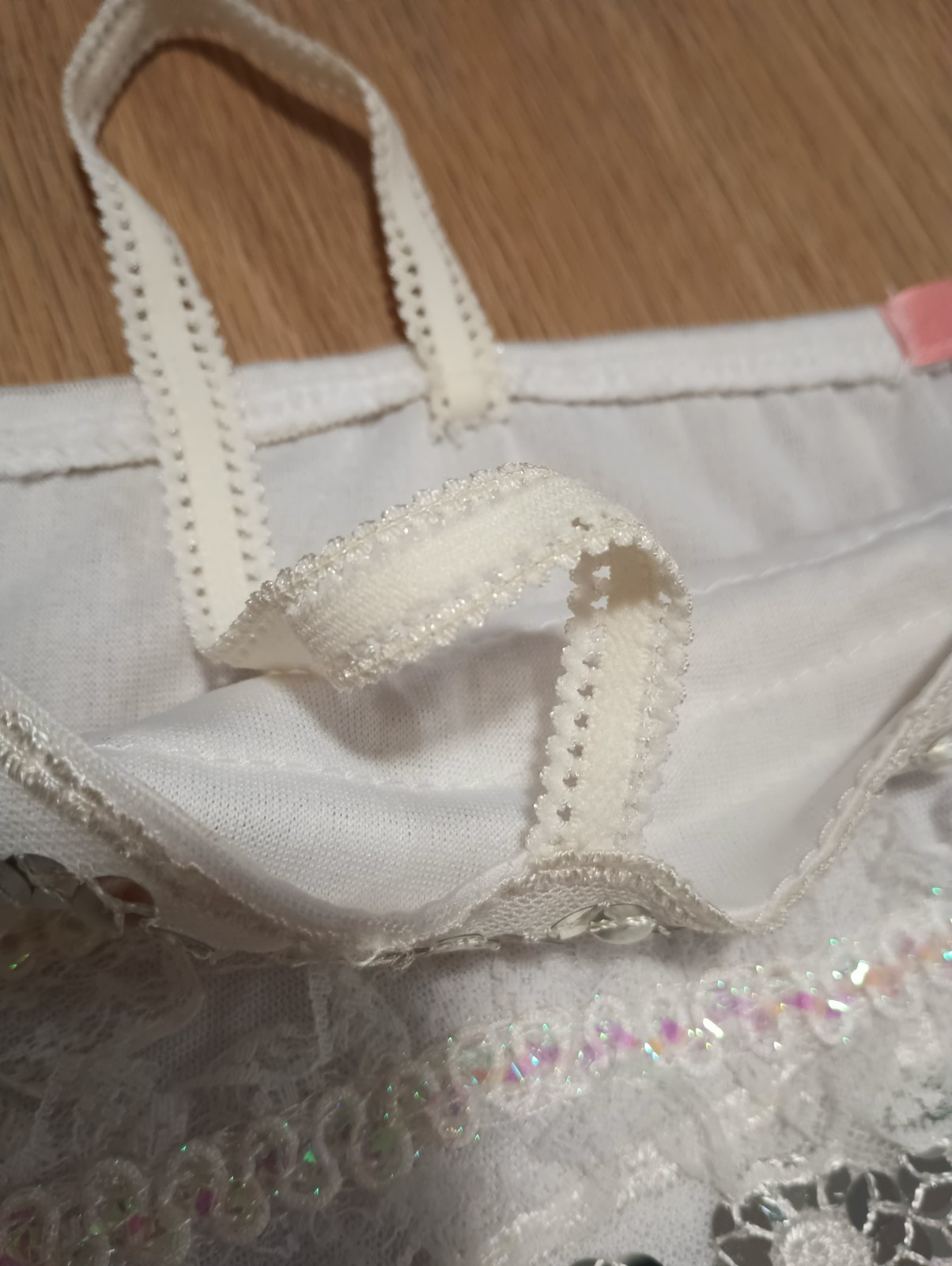 Vtg 90s Stretchy FAIRY motif Fishnet Gauze Overlay Sequin Lace Hippie Tube Top S
