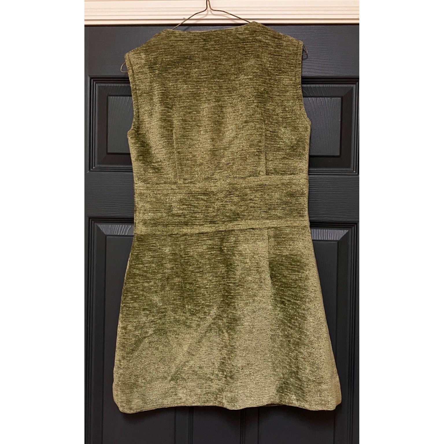 Vintage Jonathan Logan Green Textured Side Button Sleeveless Mini Dress Mod 11
