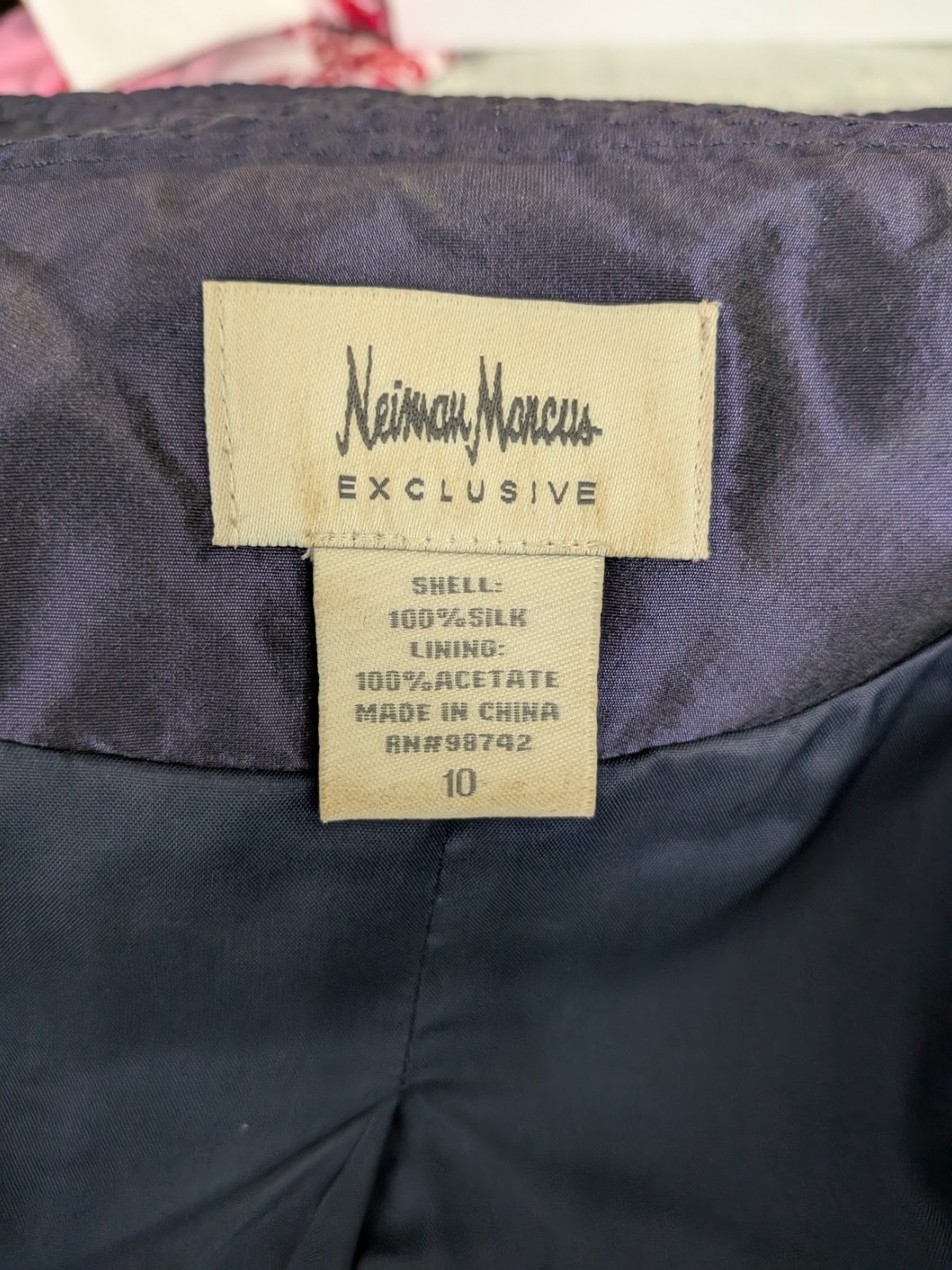 VTG Neiman Marcus Exclusive Silk Satin Skirt Suit Set 8 M Purple Ruched Tailored
