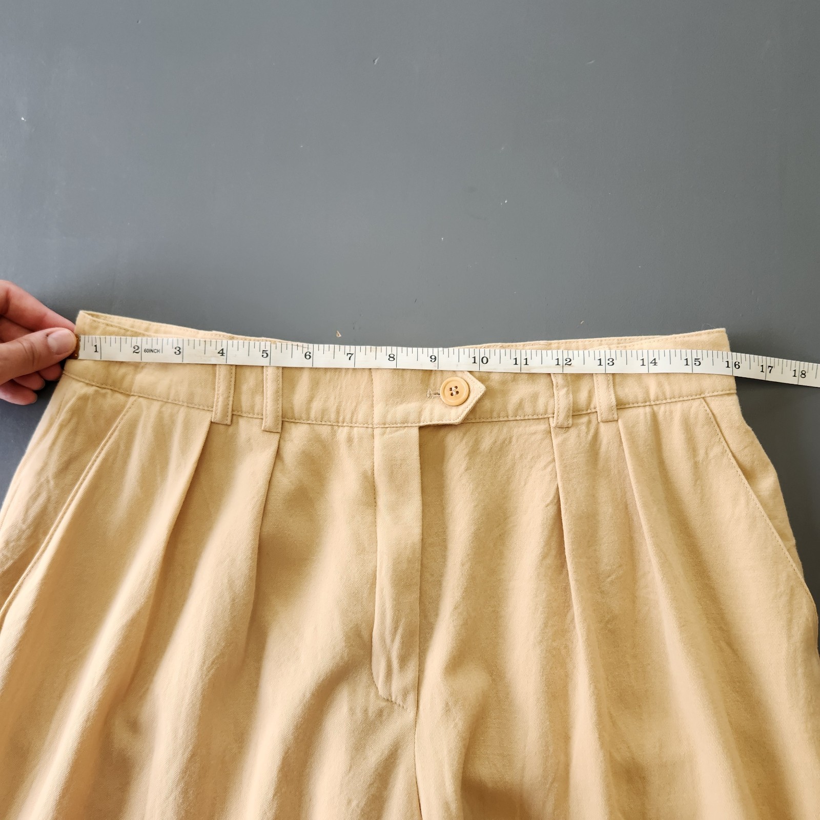 VTG 80s 90s Escada Women Wool Pleated Trouser Pant Sz 44 Camel Quiet Luxury