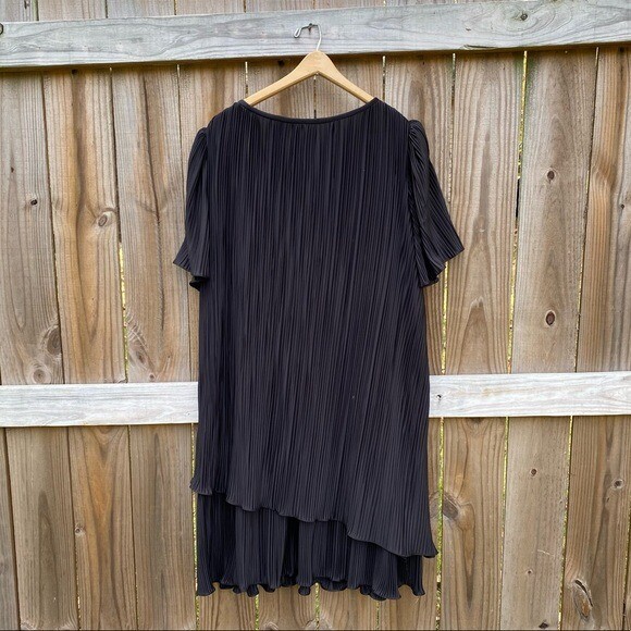 Vintage Risa Ann New York Black Pleated Embellished Dress