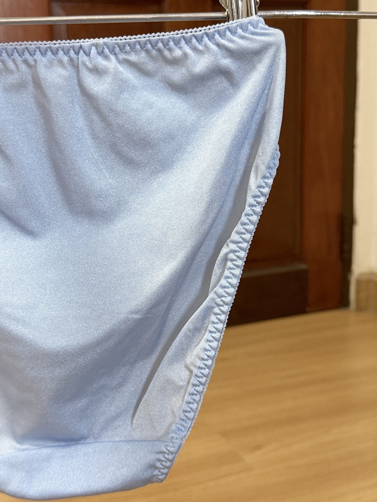 Vintage Powder Blue Nylon Panties High Waist Sissy Bikini Silky Lace Brief Sz.5